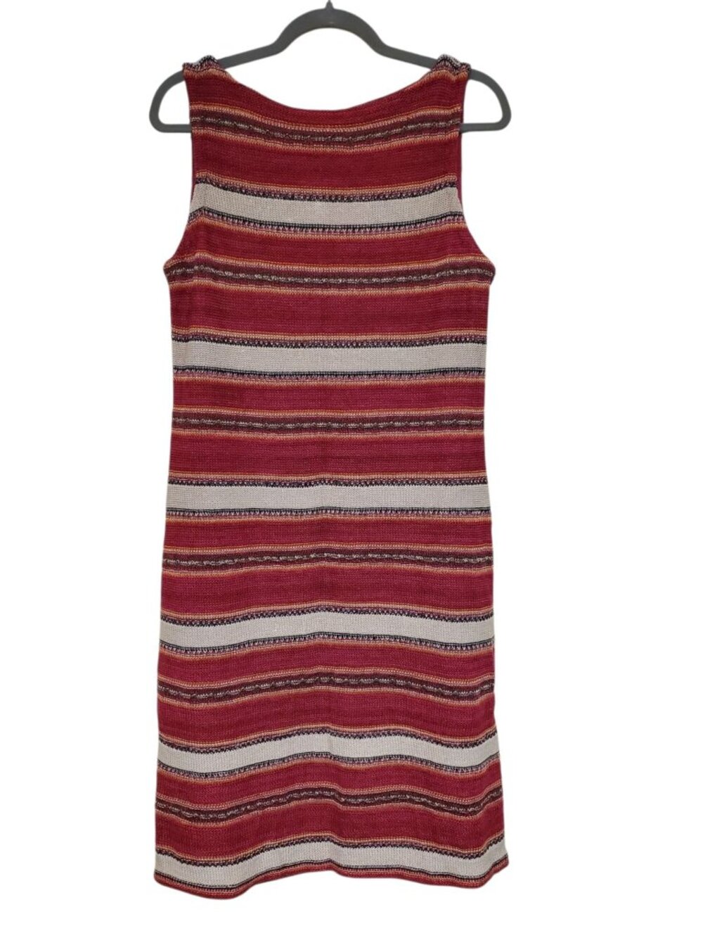 Lauren Ralph Lauren Vintage Deep Red Stripe Linen Blend Knit Sleeveless Dress M